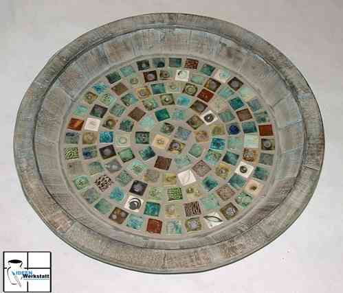 Marosi Mosaik im Tablett "Natur pur" Grün/ Grau